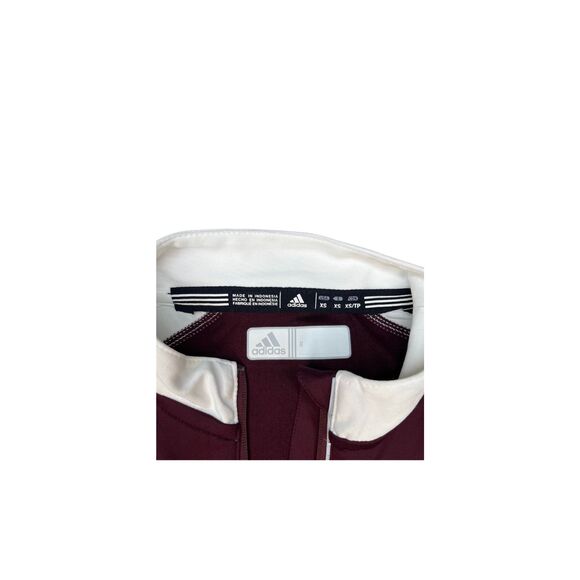Adidas Women's Maroon White 1/4 Zip Long Sleeve Pullover Shirt Size XS - Picture 7 of 9